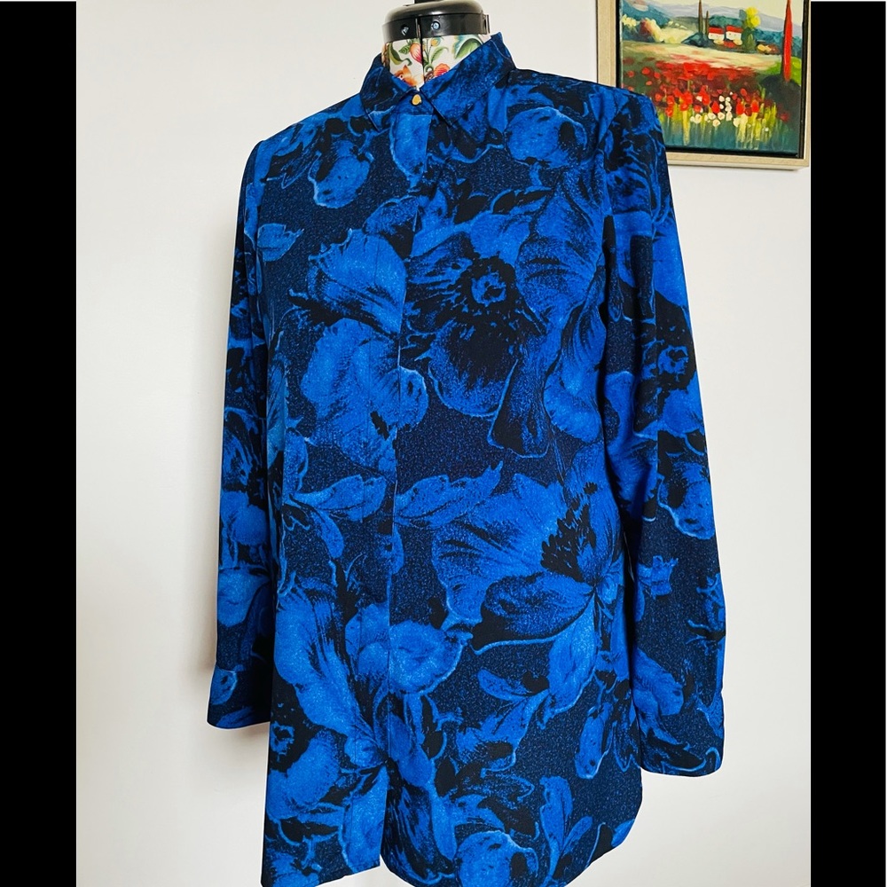 Ellen Tracy Button Down Tunic Shirt